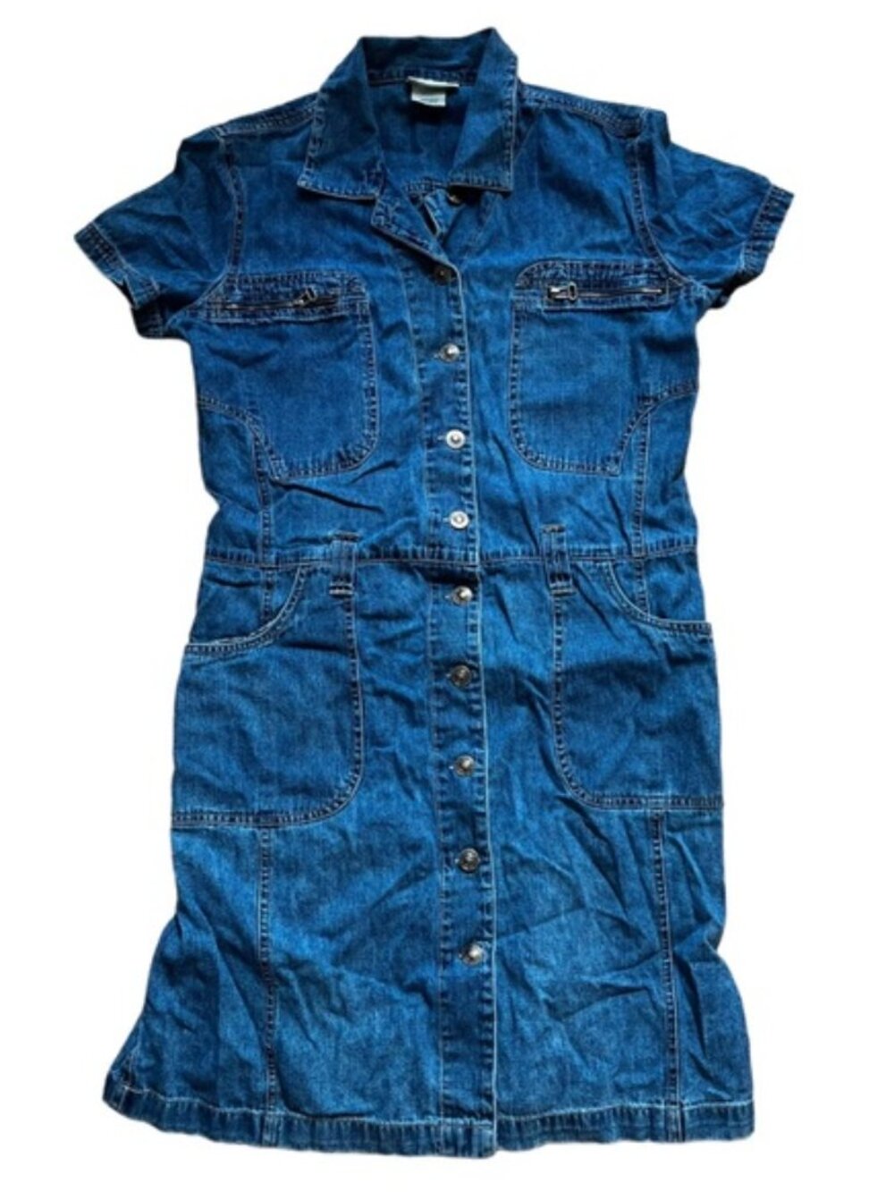 Faded Glory Blue Jean Dress Short Sleeve Size 14